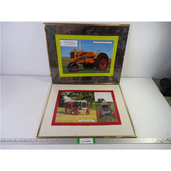 (2) Homemade Framed Tractor Pictures in 20"x16" Frames (some frame damage)