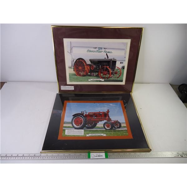 (2) Homemade Framed Tractor Pictures in 20"x16" Frames (some frame damage)