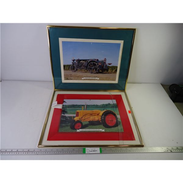 (2) Homemade Framed Tractor Pictures in 20"x16" Frames (some frame and broken glass damage)