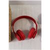 Image 3 : Wicked EVAC Headphones - tested Works, Red Wireless Headphones - Untested, Wicker Basket