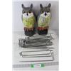 Image 1 : (2) Plastic Owl Yard Decorations, Assorted Iron Wire Racks/Pegs???