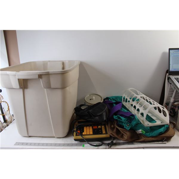 Receipt Printer Office Machine - Tested Does Not Work, (2) Duffel Bags/Satchel Bags, Plastic Bag Hol