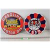 Image 1 : (2) Circular Metal Signs: Sun-Rae Gasoline Motor Oil, Esso