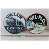 Image 1 : (2) Circular Metal Signs: Sinclair Opaline Motor Oil, Wil-Flo Motor Oil