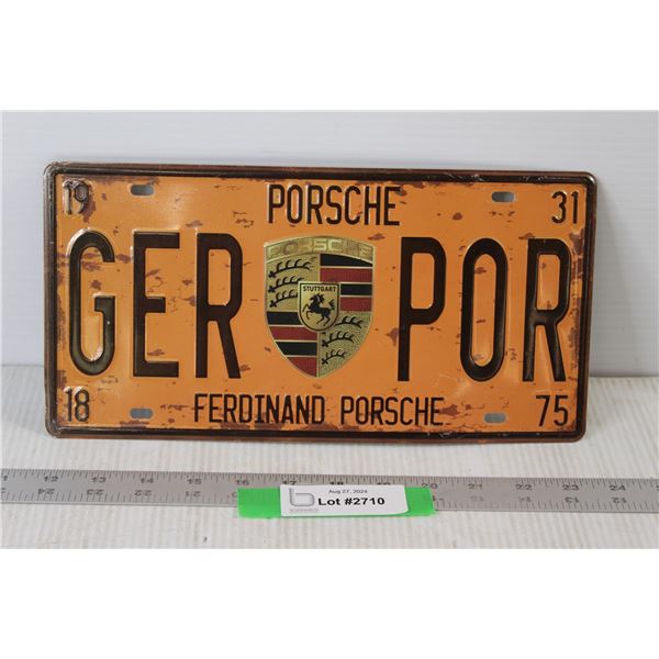 Porsche License Plate Metal Sign