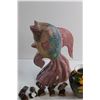 Image 5 : Ceramic Vase, Fish Statue, (6) Owl Figurines and Porcelain Decorations