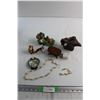 Image 1 : Ceramic Frogs, Eagle Head, Santa, Bracelet and Necklace Set and Assorted Items