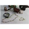 Image 3 : Ceramic Frogs, Eagle Head, Santa, Bracelet and Necklace Set and Assorted Items
