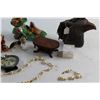 Image 5 : Ceramic Frogs, Eagle Head, Santa, Bracelet and Necklace Set and Assorted Items