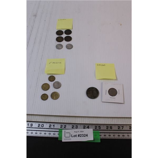 (13) Assorted Coins - Greece, France, Austria