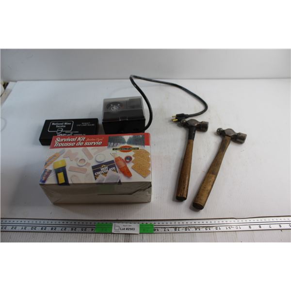 Justin Case Survival Kit, Allen Wrenches Set, (2) Hammers and Raintight Outdoor Timer