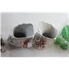 Image 5 : (3) Plastic Dinosaur Cups, (5) Assorted Porcelain Decorations and Photo Frame 12'' x 9''