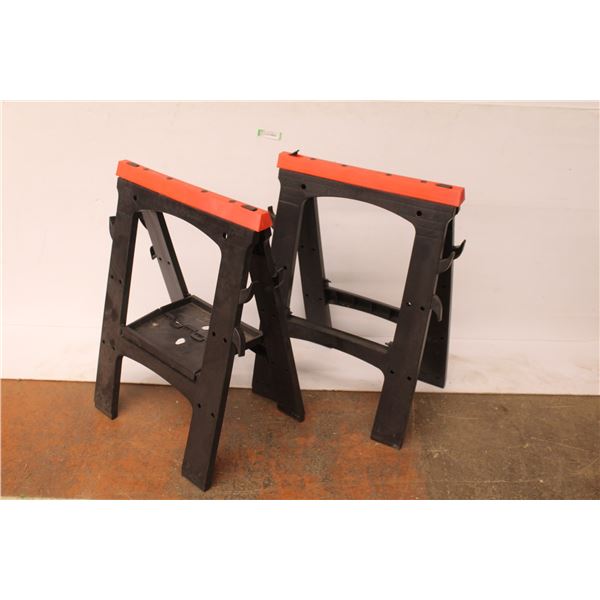 *(2) Plastic Saw Horses (one is missing bottom tray)