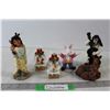 Image 1 : 4) Figurines, (2) Small Christmas Holiday Snowglobes
