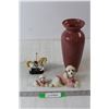 Image 1 : (2) Porcelain Poodles, Porcelain Carousel House, Vase