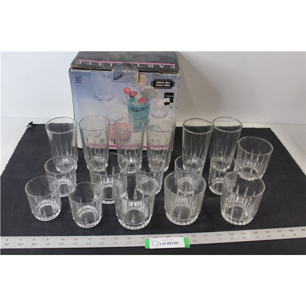 Set of (17) Party Lite Glass Cups - Missing 1 Medium Cup
