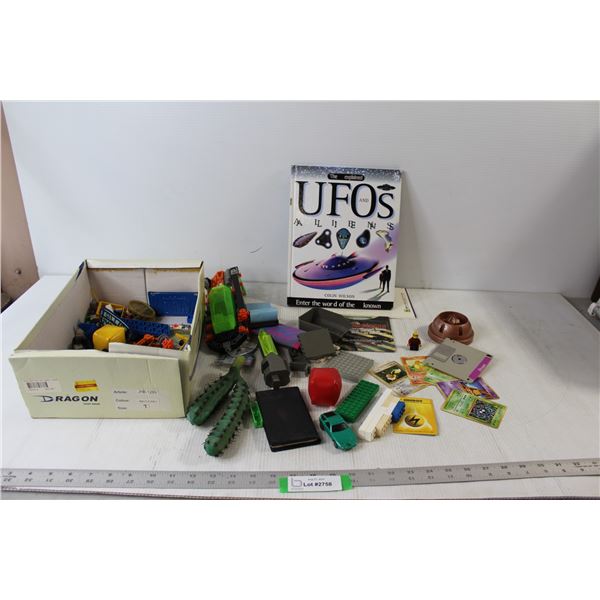 Assorted Lego, The Unexplained Book, Hot Wheel Car, Pocket Monster Pokemon Cards - Cannot Be Authent