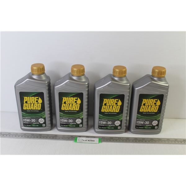 (4) Pure Guard 1 Liter Jugs of 5w-30 Full Synthetic Oil (NIB)