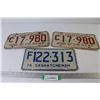 Image 1 : (3) Red & Blue Saskatchewan License Plates 1973-76