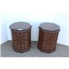 Image 1 : ** Pair of Octagonal End Tables w/Doors - 19" x 24" - Some Wear As pictured