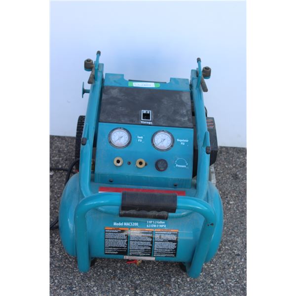 ** Makita Air Compressor on Wheels Dolly w/Contents - 5.2 Gallon, 3 HP - Untested