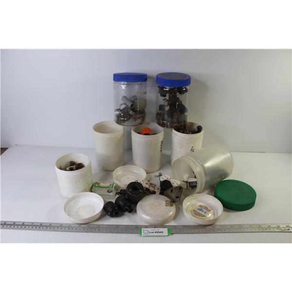 Assortment of Nuts & Bolts - Light Switches - Copper Fittings - Cabinet Hinges - Hose Fittings