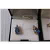 Image 3 : Pear-Shaped Glass Blue Topaz Gold Plated Earrings & Ring Set (Size 8)