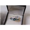 Image 2 : Pear-Shaped Glass Blue Topaz Gold Plated Earrings & Ring Set (Size 7)