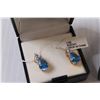 Image 3 : Pear-Shaped Glass Blue Topaz Gold Plated Earrings & Ring Set (Size 7)