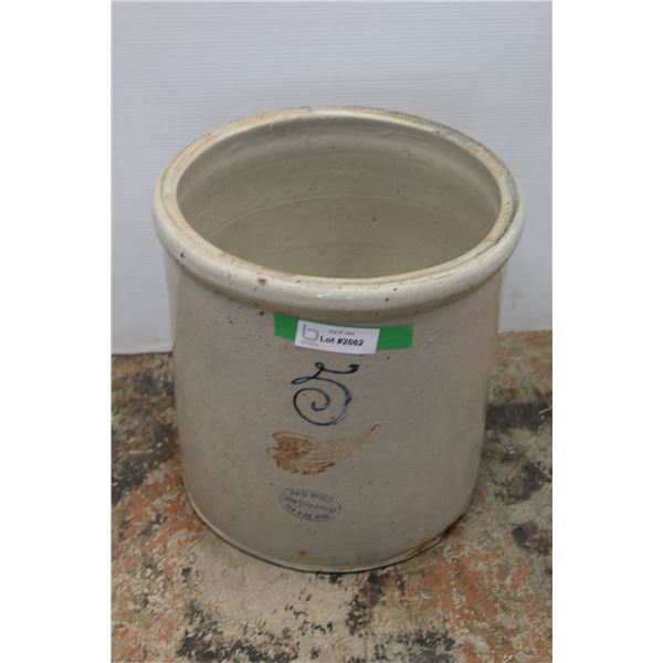 * Red Wing #5 Crock - Some Damage as Pictured - 13" x 13"