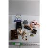 Image 1 : Porcelain Earthenware Mask, Memo Caddy with Pen and Assorted Decorations