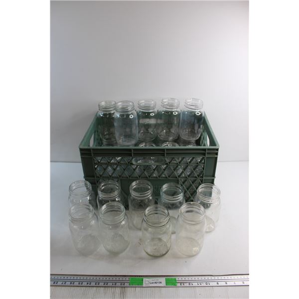 *(28) Assorted Glass Sealer Jars and Crate