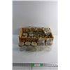 Image 1 : (24) Assorted Glass Jars and Wooden Crate