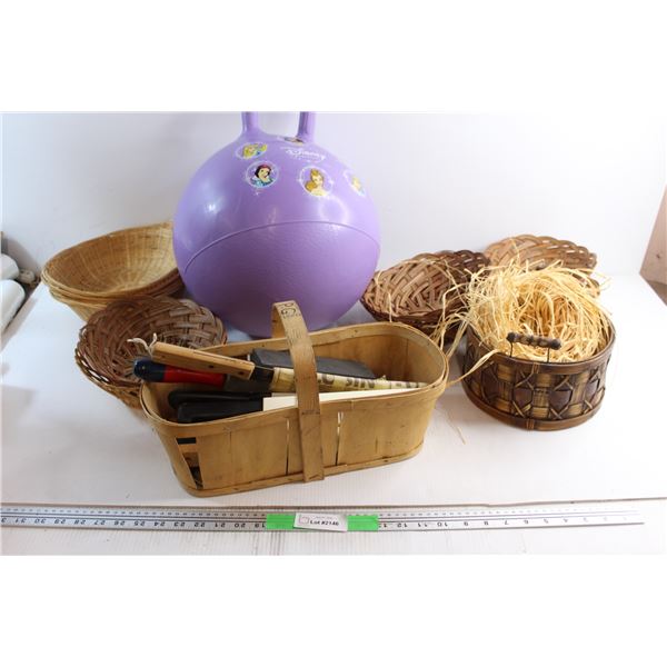 *Disney Kids Bounce Toy, (10) Woven Baskets and Bowls and (10) Assorted Knifes