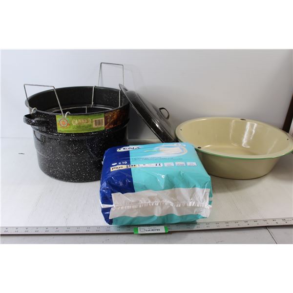 Canning Pot With Rack, Large Metal Bowl, Tena Fully Breathable Underwear - Large
