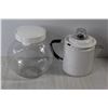 Image 4 : (6) Glass Jars, Plastic Cookie Jar, Teapot