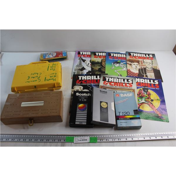 Vintage Electric Baseball Game, (7) Thrills&Chills Magazines, Multigame Set and Assorted Items