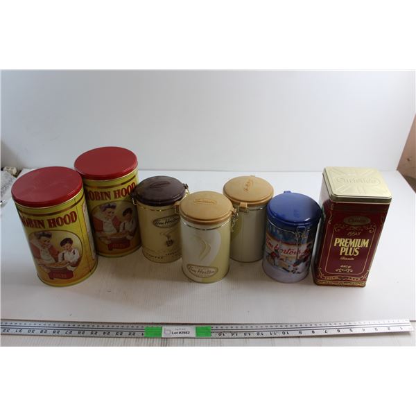 (4) Tim Hortons , (2) Robin Hood and Christie Storage Tins