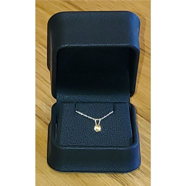 Gold Citrine Pendant Necklace with Garnet Accent - 10kt Yellow Gold