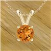 Image 2 : Gold Citrine Pendant Necklace with Garnet Accent - 10kt Yellow Gold