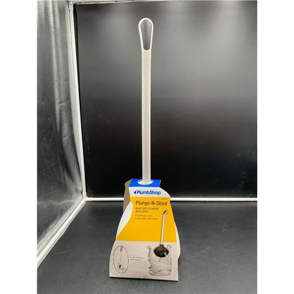 PlumbShop Plunge-N-Store Heavy Duty Plunger with Caddy