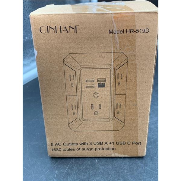 Qinlianf 5 AC Outlets with 3 USB A & 1 USB C Port