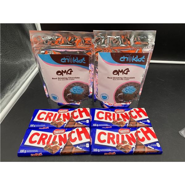 Choklat OMG Real Drinking Chocolate (2 x 300g) Nestle Crunch Candy Bars (4 x 100g)