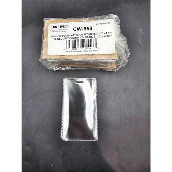 50 Security Card Holders 2.25in x 4 3/8in