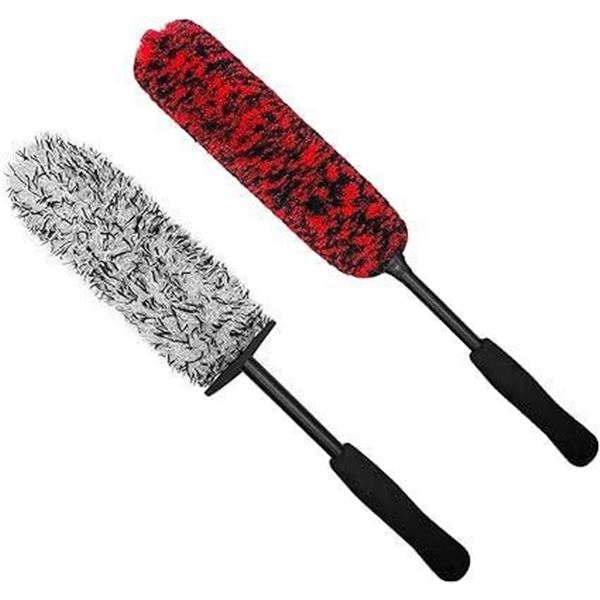 YeewayVeh Car Wheel Brush, 2 Pack Soft Lightweigh Microfiber Wheel Brush and Wool Fiber Wheel Brushe