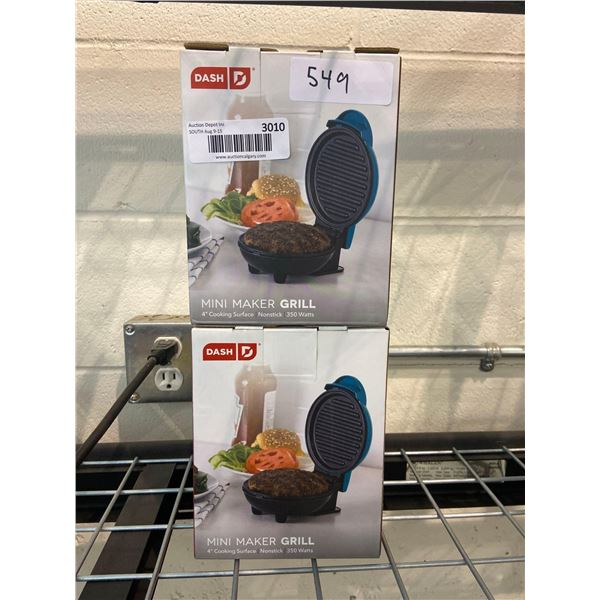 Dash mini maker non stick indoor grill, lot of 2