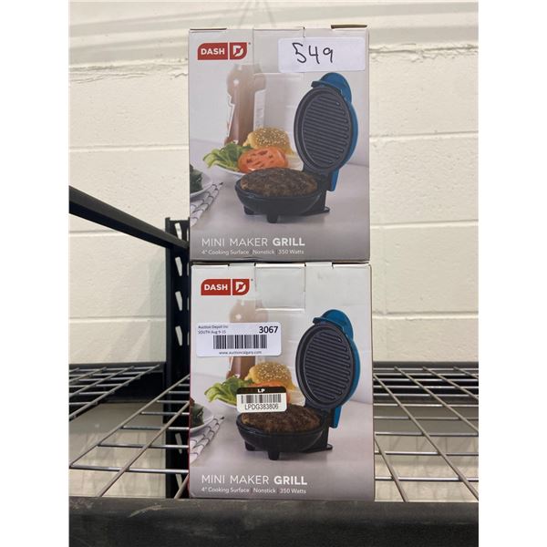 Lot of 2 Dash Mini Maker Grill 4" Cooking Surface