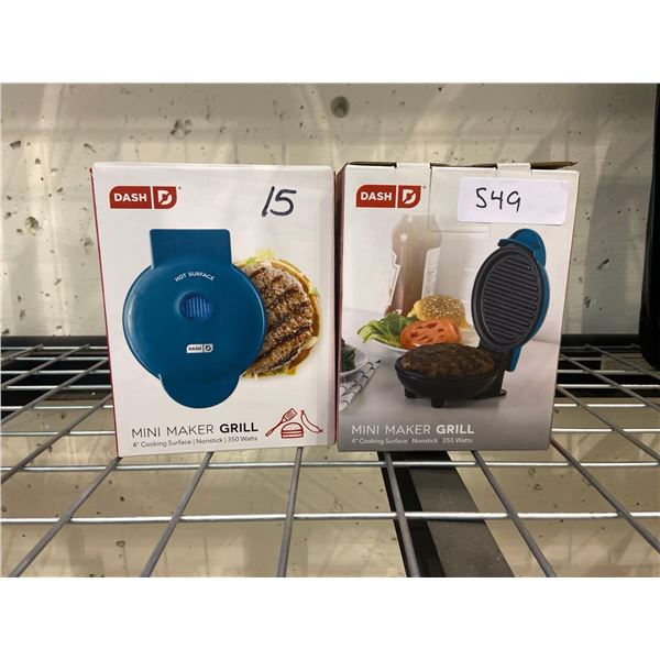 Lot of 2 Dash Mini Maker Grills 4 inch Cooking Service