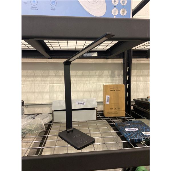 Black Desk Lamp with Articulating Arm and Charging Pad