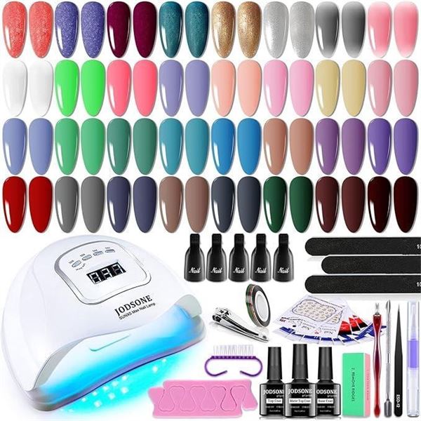 Gel Nail Polish Kit with UV Light JODSONE 32 Colors Soak Off Nail Polish Set Base Coat No Wipe & Mat